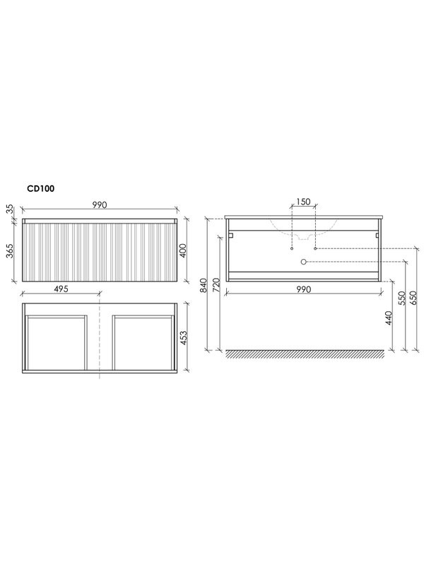Тумба с раковиной Sancos Code 100 подвесная, белая