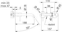 Смеситель для раковины Remer X Style X15PL С ВНУТРЕННЕЙ ЧАСТЬЮ, хром