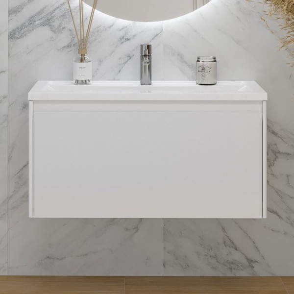 Тумба с раковиной Velvex Klaufs 90.1Y.New белая, подвесная