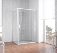 Душевой уголок Vegas Glass ZP+ZPV 140*70 01 01 профиль белый, стекло прозрачное