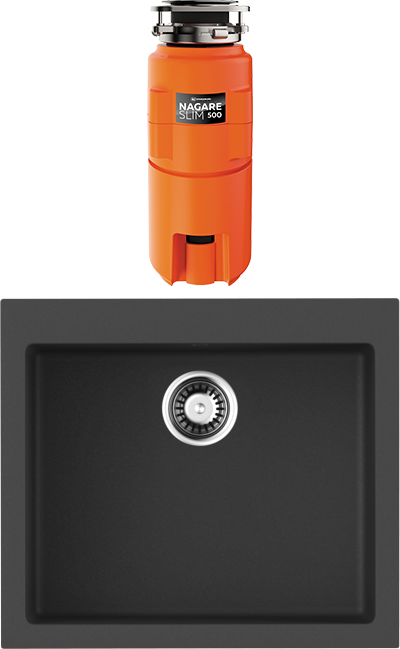 Комплект Мойка Omoikiri Bosen 57-BL черная + Измельчитель Nagare slim 500