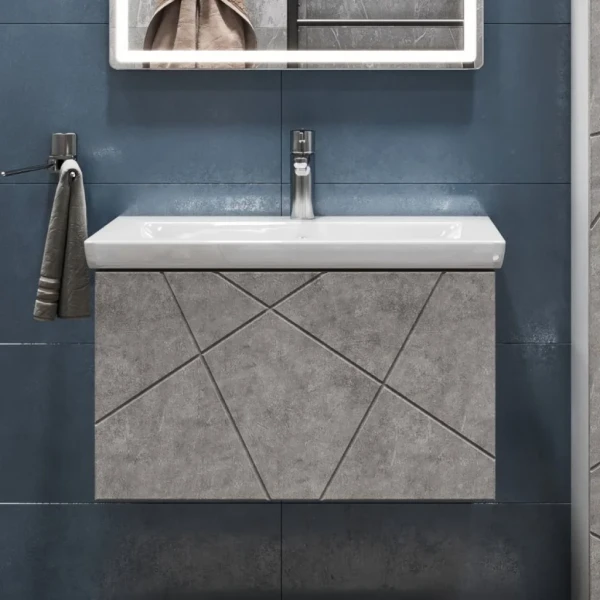 Тумба с раковиной Vigo Geometry 60 подвесная, бетон, раковина Como 60