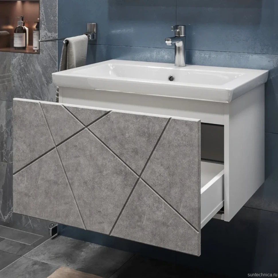Тумба с раковиной Vigo Geometry 60 подвесная, бетон, раковина Como 60