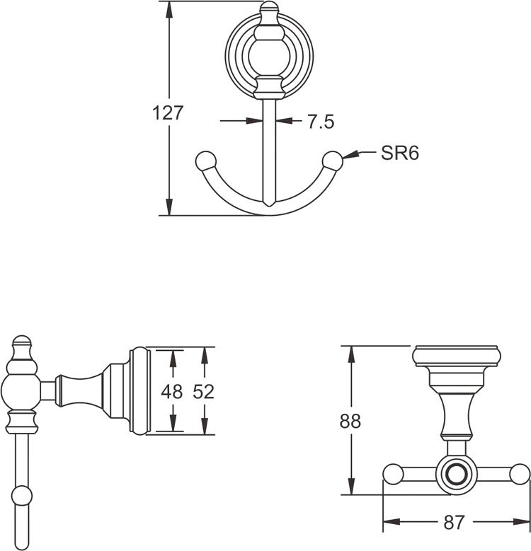 Крючок Rose RG1121Q бронза