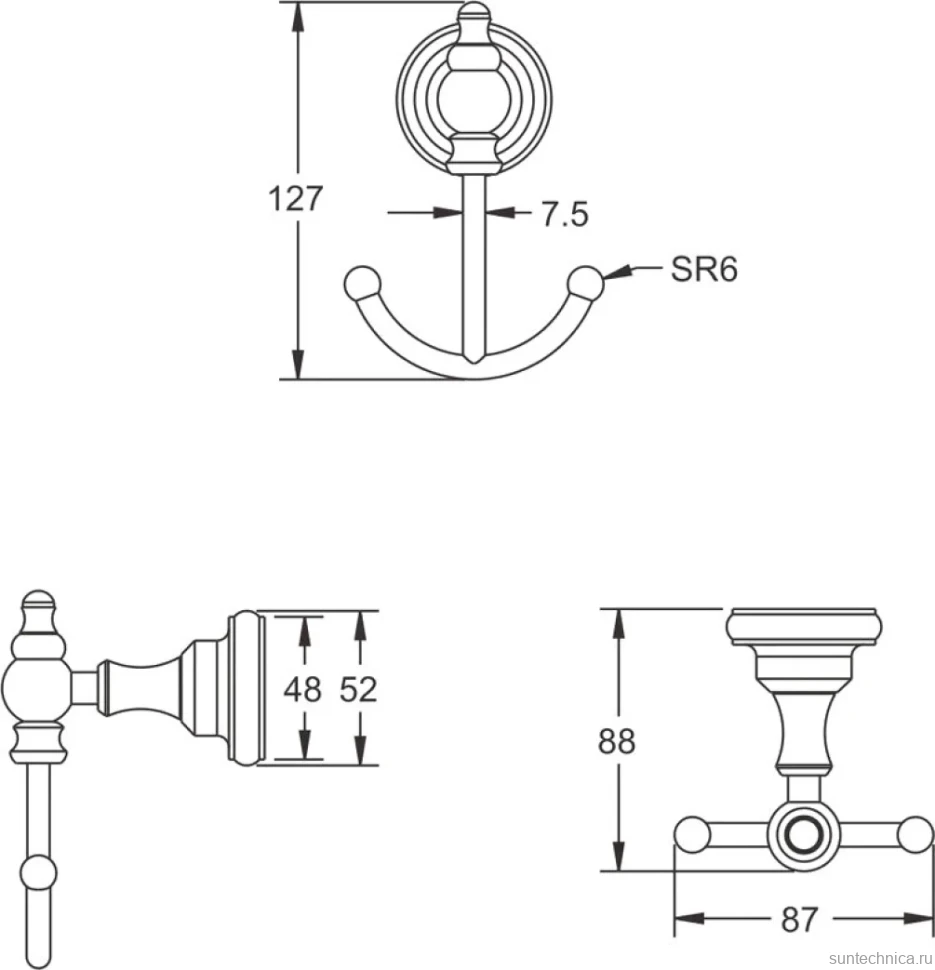 Крючок Rose RG1121Q бронза