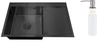 Мойка кухонная РМС MRK-7851BL-L c дозатором, графит
