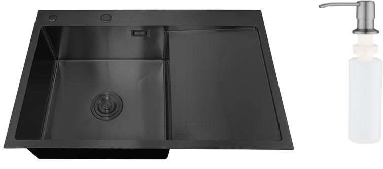 Мойка кухонная РМС MRK-7851BL-L c дозатором, графит