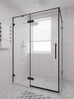 Душевой уголок Veconi Premium Alassio SP B 120х100, профиль матовый черный, стекло прозрачное
