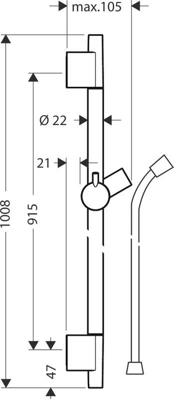 Душевая штанга Hansgrohe Puro S 28631000 90 см, со шлангом, хром