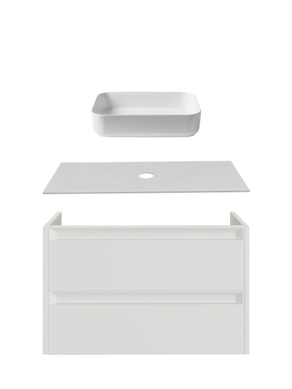 Тумба с раковиной Allen Brau Fantasy 2.0 100 матовый белый, столешница бежевая, раковина Fantasy Quad 50, белая