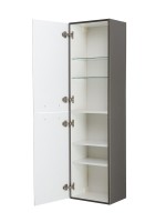 Шкаф-пенал для ванной BelBagno Due 40 подвесной, ручки хром полированный, оружейная сталь