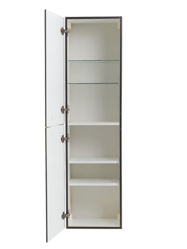 Шкаф-пенал для ванной BelBagno Due 40 подвесной, ручки хром полированный, оружейная сталь