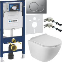 Комплект Унитаз подвесной BelBagno Amanda BB051CHR безободковый + Крышка BB901SC с микролифтом + Инсталляция Geberit Duofix UP 320 111.300.00.5 + Кнопка Sigma 01 115.770.JQ.5 лакированная, матовый хром + Крепления 111.815.00.1 к стене + Звукоизоляция