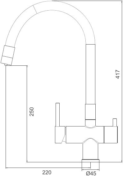 Смеситель для кухни Gappo G4398-36 с гибким изливом, черный