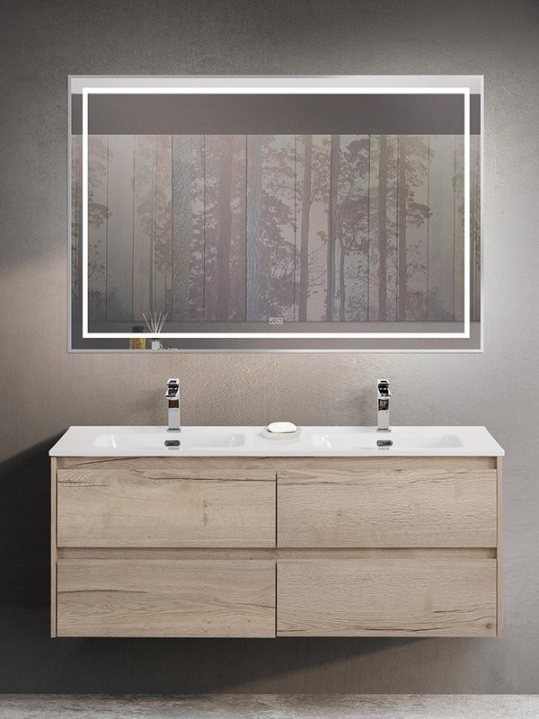Мебель для ванной комнаты BelBagno Kraft 120 для двоих, 4 ящика, rovere galifax bianco