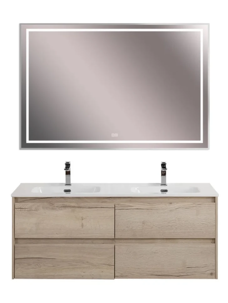 Мебель для ванной комнаты BelBagno Kraft 120 для двоих, 4 ящика, rovere galifax bianco