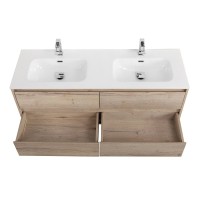 Мебель для ванной комнаты BelBagno Kraft 120 для двоих, 4 ящика, rovere galifax bianco