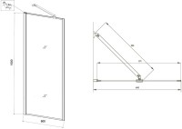 Шторка на ванну Veconi Palau PL85B-60-01-C8 60 см, профиль черный