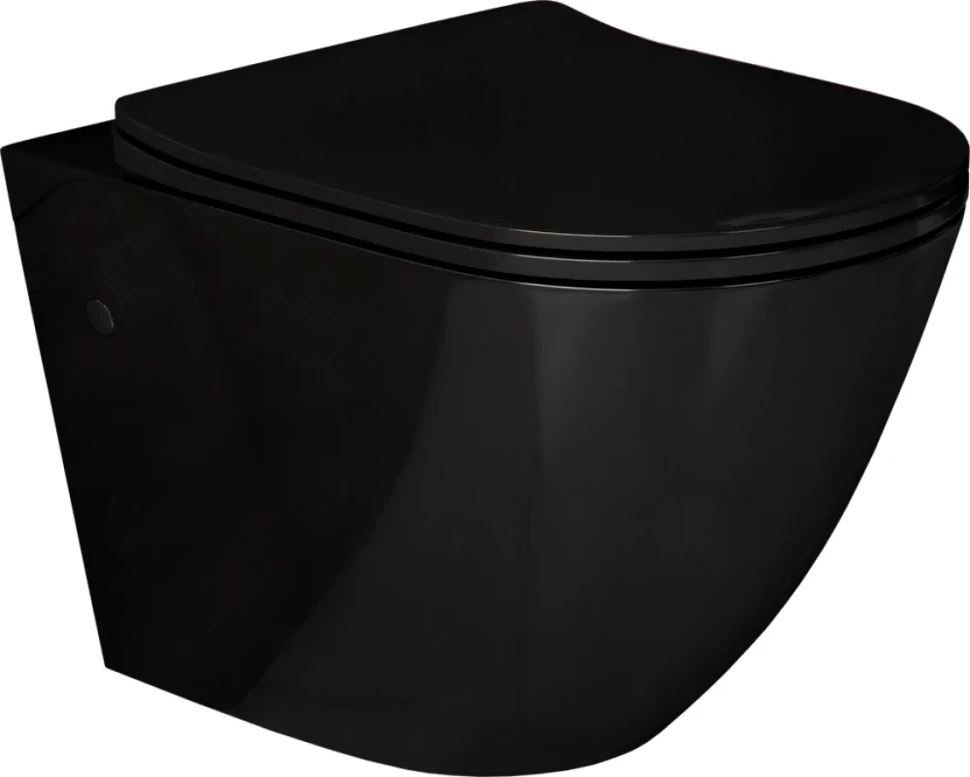 Комплект Унитаз подвесной Grossman GR-4411 black S безободковый + Инсталляция Geberit Duofix Delta 458.149.21.1 с кнопкой смыва, хром + Звукоизоляция