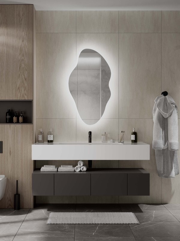 Зеркало CONTINENT Led Phantom 60х110 см, с холодной подсветкой, с датчиком движения