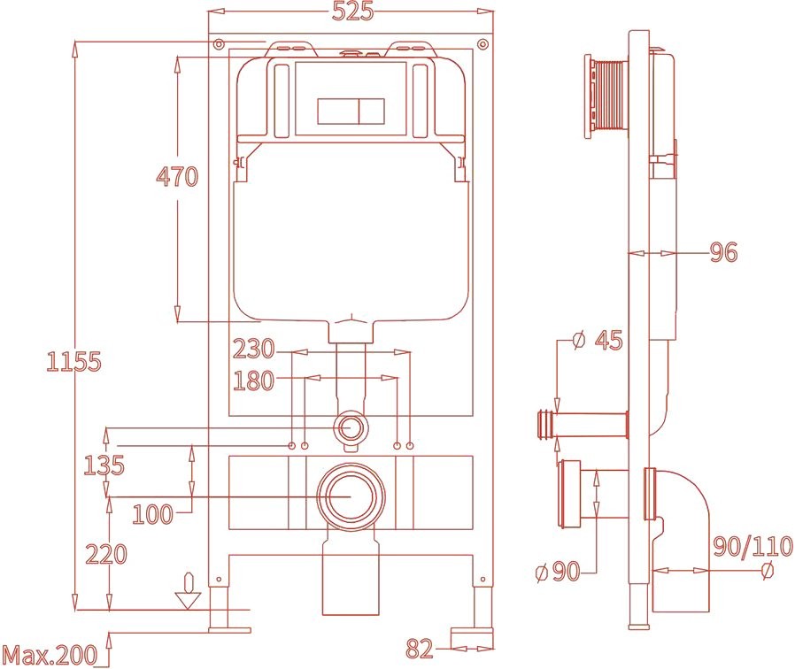 Комплект Унитаз подвесной Bauedge Bau Dream безободковый, с микролифтом + Инсталляция Bau Pro + Кнопка Hotel, черная матовая