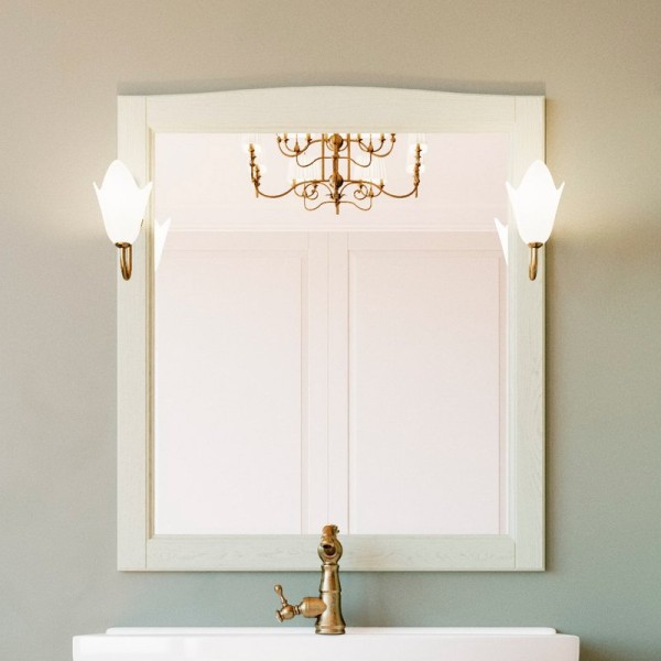 Зеркало ValenHouse Эллина 80 слоновая кость, основа светильника бронза