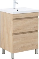 Тумба под раковину без столешницы Aquanet Нота New 60 напольная, 2 ящика, дуб светлый