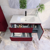 Тумба с раковиной Caprigo Forte 100 R подвесная, бордовая