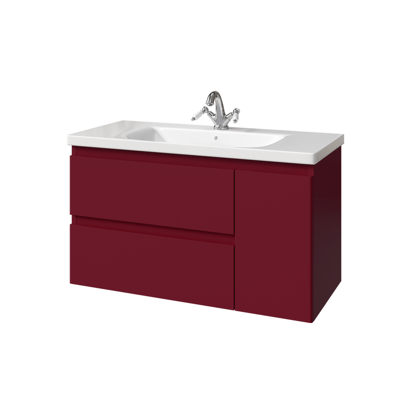 Тумба с раковиной Caprigo Forte 100 R подвесная, бордовая