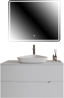 Мебель для ванной комнаты Orange Line 100 подвесная, 2 ящика, матовая белая с раковиной B07-500W