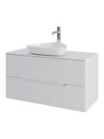 Мебель для ванной комнаты Orange Line 100 подвесная, 2 ящика, матовая белая с раковиной B07-500W