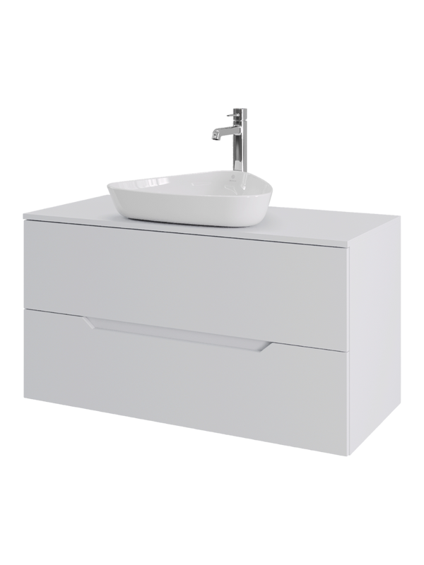 Мебель для ванной комнаты Orange Line 100 подвесная, 2 ящика, матовая белая с раковиной B07-500W