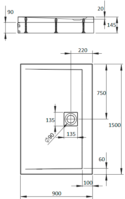 Поддон для душа Radaway Argos D 150x90 с экраном хром