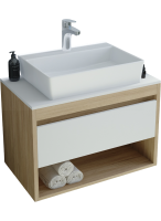 Тумба с раковиной Teymi Ritta 65 дуб эврика, матовая белая, раковина Aina 56