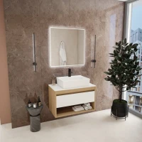 Тумба с раковиной Teymi Ritta 85 дуб эврика, матовая белая, раковина Aina 56
