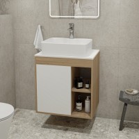 Тумба с раковиной Teymi Nura 60 дуб эврика, матовая белая, раковина Helmi S 48