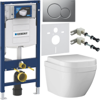Комплект Унитаз подвесной Grohe Euro Ceramic 39206000 компактный + Крышка 39330001 с микролифтом + Инсталляция Geberit Duofix UP 320 111.300.00.5 + Кнопка Sigma 01 115.770.JQ.5 лакированная, матовый хром + Крепления 111.815.00.1 к стене + Звукоизоляция