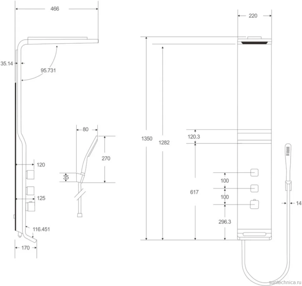 Душевая панель Ceruttispa Sella B CT8989 черная