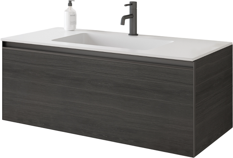 Тумба под раковину без столешницы Armadi Art Quatro 1 100 oak anthracite, профиль anthracite