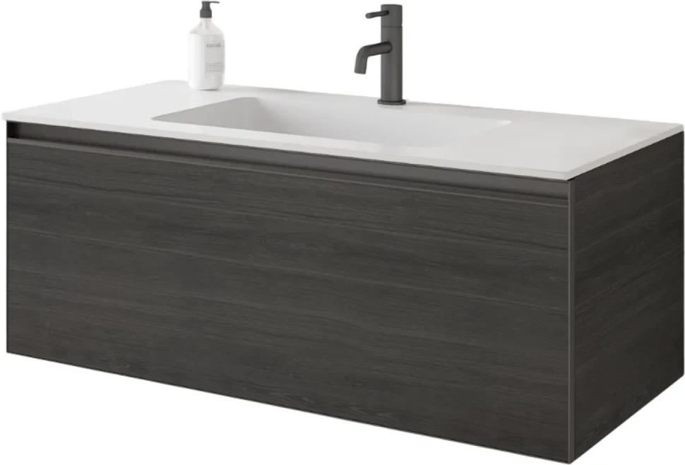 Тумба под раковину без столешницы Armadi Art Quatro 1 100 oak anthracite, профиль anthracite