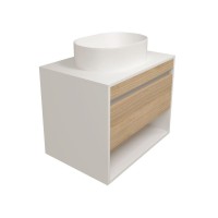 Тумба подвесная для ванной 65 см Teymi Ritta корпус белый фасад дуб T60538