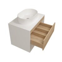 Тумба подвесная для ванной 65 см Teymi Ritta корпус белый фасад дуб T60538