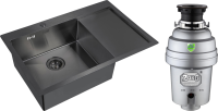 Комплект Мойка Zorg Inox PVD 7851 L grafit + Измельчитель Inox D