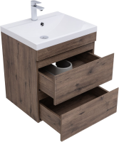 Тумба под раковину без столешницы Aquanet Нота new 60 подвесная, дуб веллингтон табак