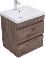 Тумба под раковину без столешницы Aquanet Нота new 60 подвесная, дуб веллингтон табак