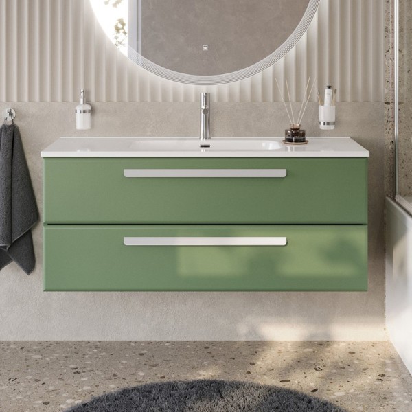 Тумба с раковиной Cezares Eco Cer-N 120 фисташковый софт, раковина Duet 120, ручки сатин