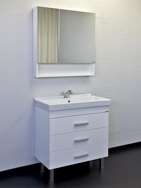 Мебель для ванной комнаты Comforty Никосия 80Н напольная, белый глянец