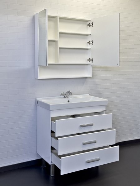 Мебель для ванной комнаты Comforty Никосия 80Н напольная, белый глянец