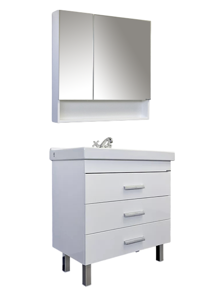 Мебель для ванной комнаты Comforty Никосия 80Н напольная, белый глянец