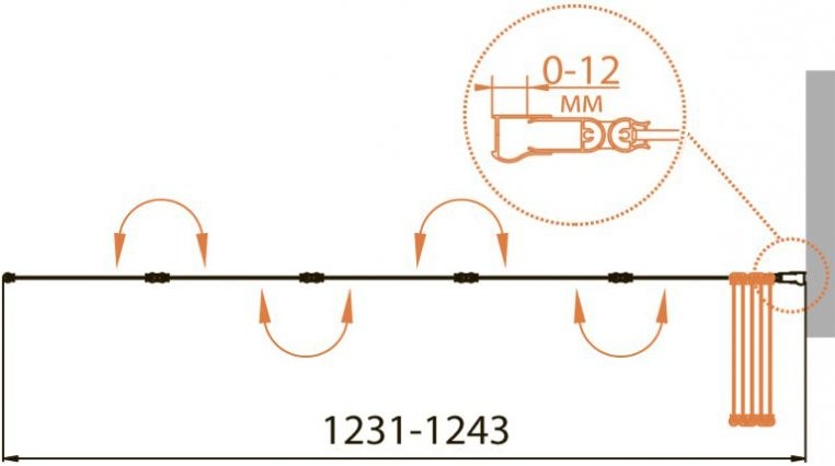 Шторка на ванну Cezares Relax V-5-120/140-P-Bi-R стекло punto